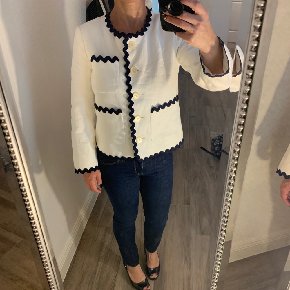 Jcrew blazer white and navy